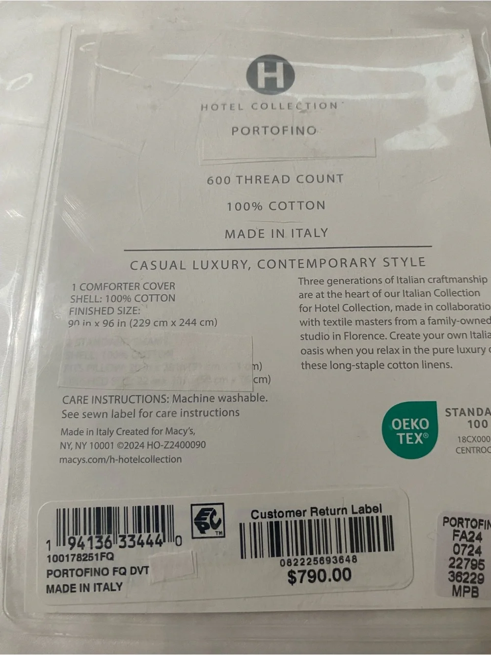 Hotel Collection Portofino Duvet Cover 100 Cotton made in Italy 🇮🇹